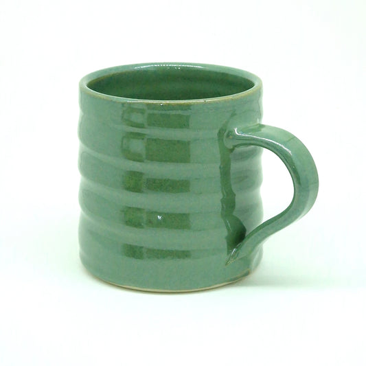 Glossy Green Hand-Thrown Stoneware Mug #43