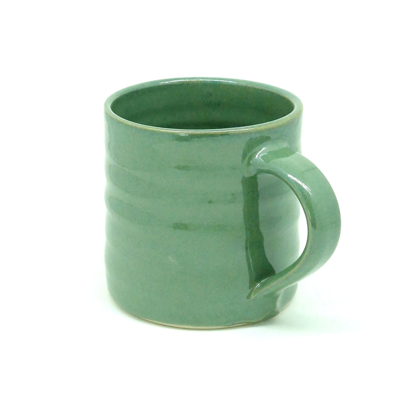 Glossy, Green, Hand-Thrown Stoneware Mug #34