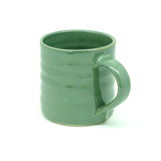 Glossy, Green, Hand-Thrown Stoneware Mug #34