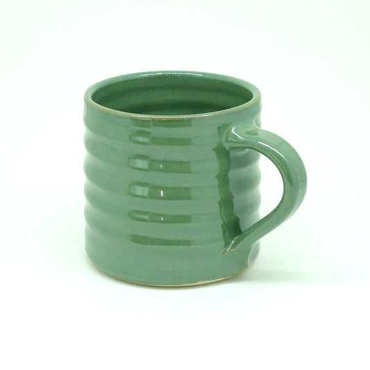 Glossy Green Hand-Thrown Stoneware Mug #36