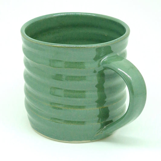 Glossy Green Hand-Thrown Stoneware Mug #56