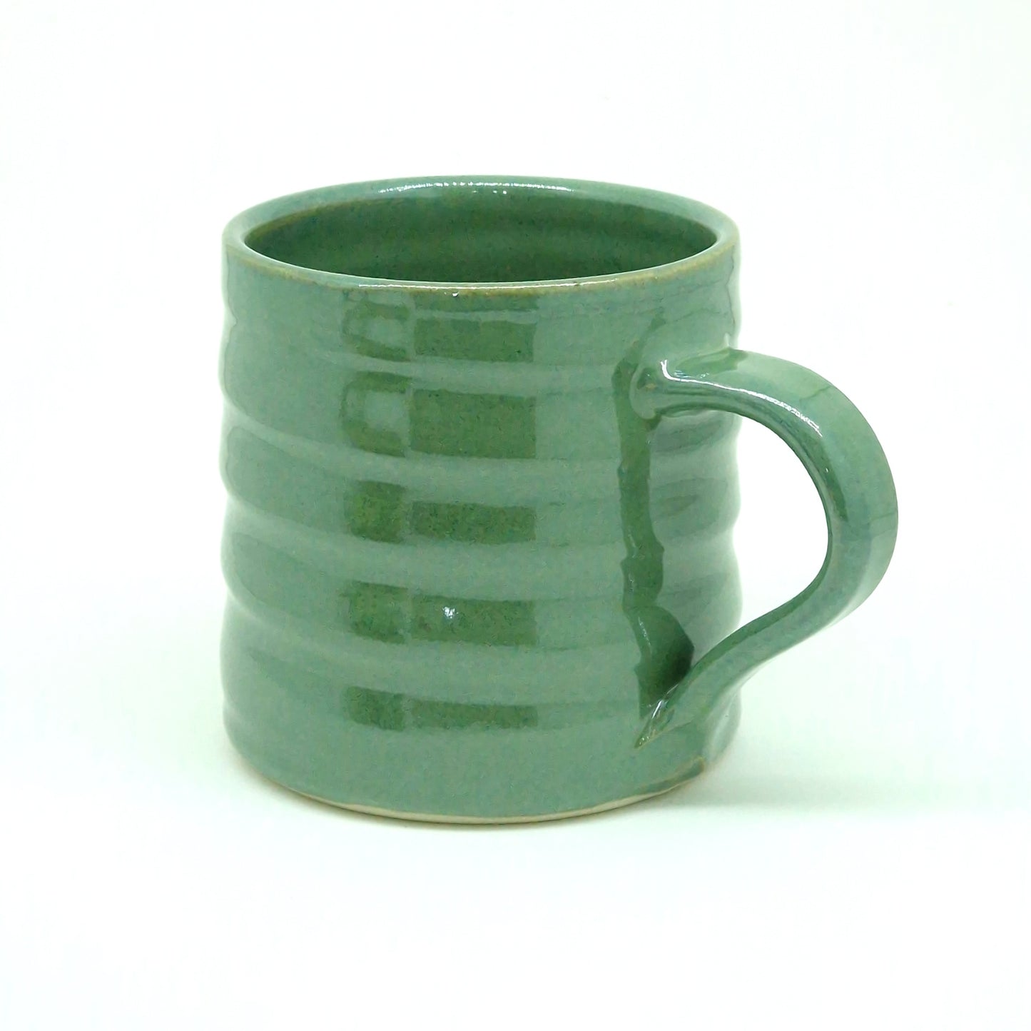 Glossy Green Hand-Thrown Stoneware Mug #43
