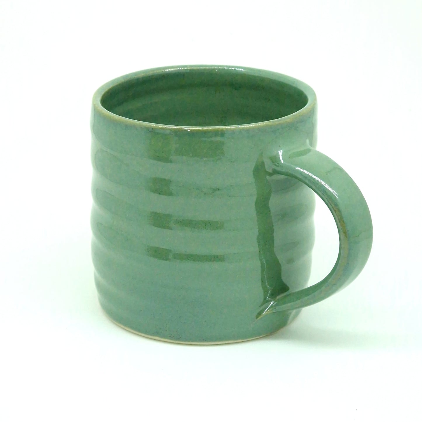 Glossy Green Hand-Thrown Stoneware Mug #44